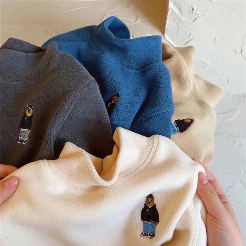 两件装冬季儿童半高领加绒打底衫男女宝宝加厚长袖T弹力保暖内衣