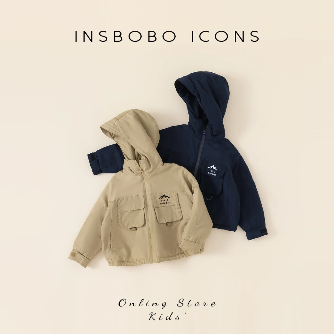 INSbobo男童冬装新品保暖衣服小童加厚保暖连帽外套洋气DY83013
