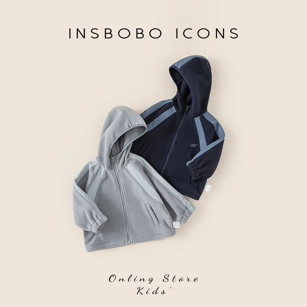 INSbobo儿童连帽风衣春秋新款韩版拼接女童外套秋装QY24205