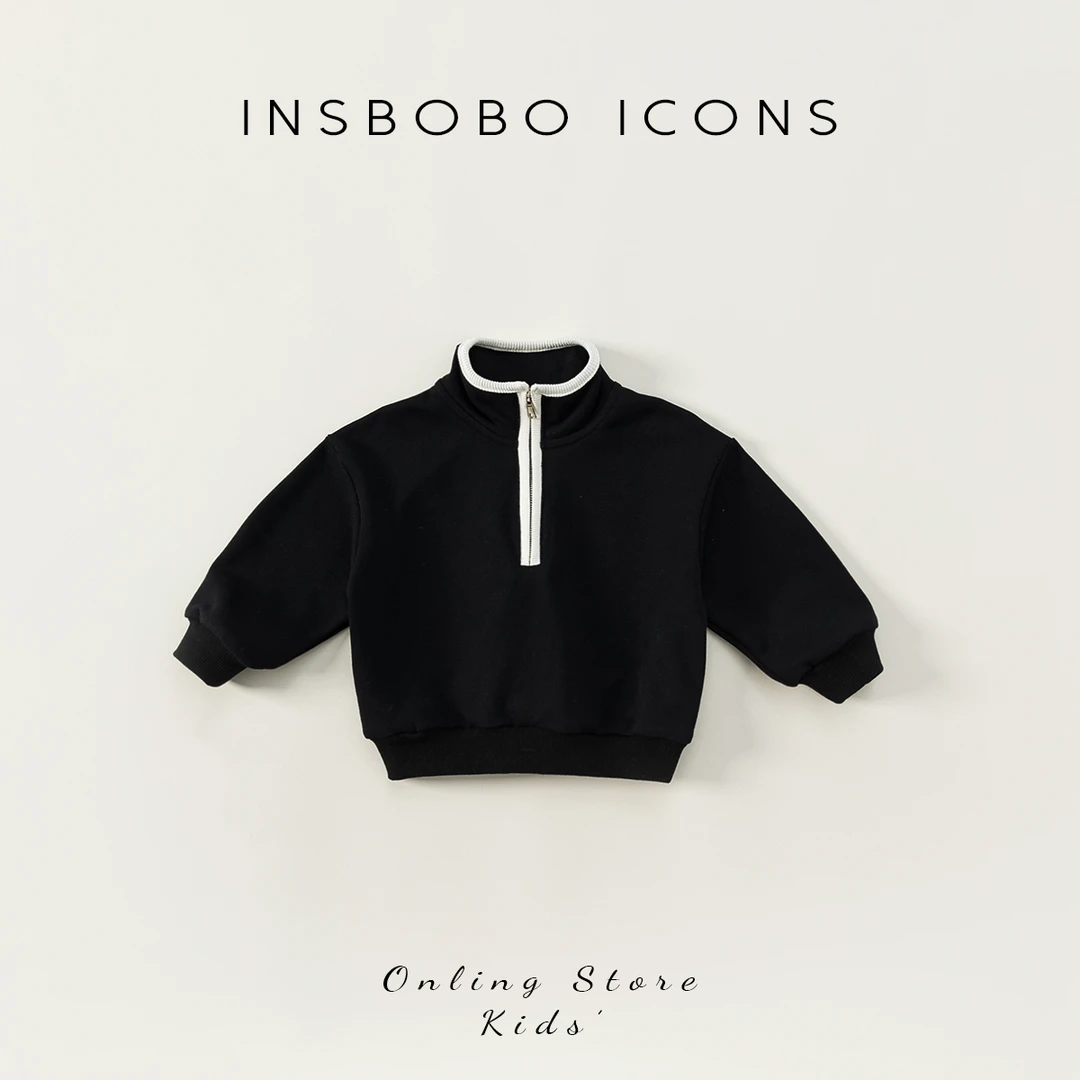 INSbobo男童秋冬新品高领外衣外套女童韩版立领拉链卫衣QY62023