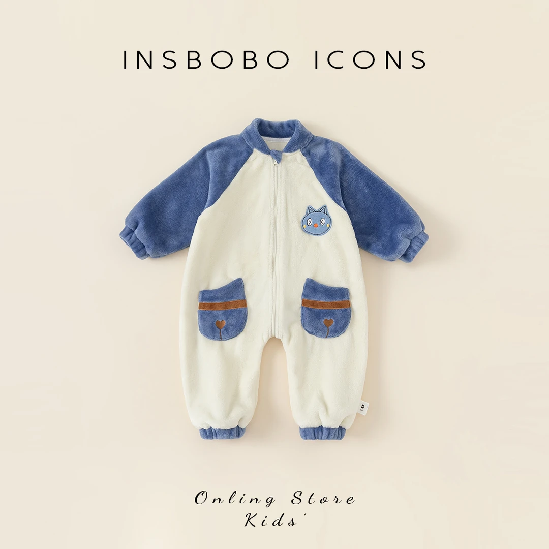 DY83159【冬】儿童连体睡袋（拼色休闲毛毛连体睡袋）