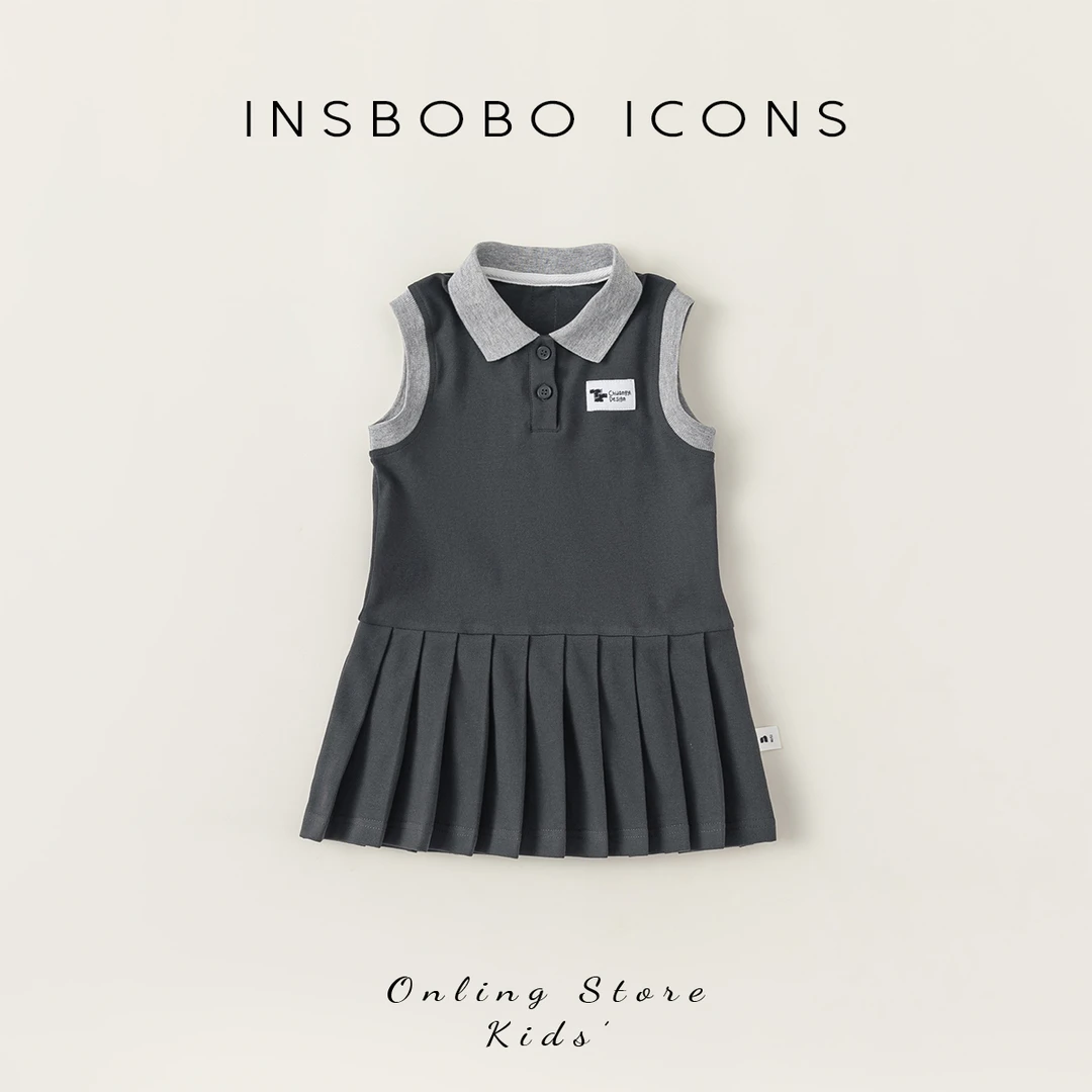 INSbobo女童学院风背心裙夏季儿童连衣裙小女孩POLO裙潮XQ24043