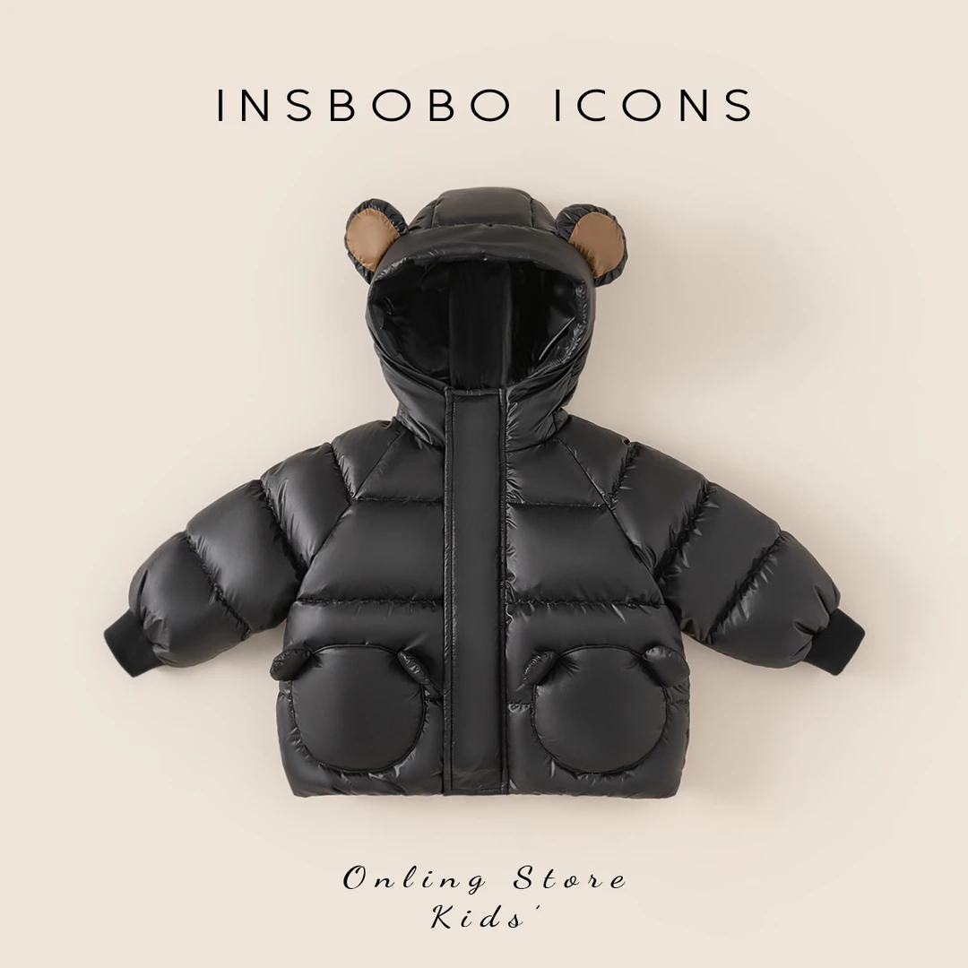 INSbobo冬季男童羽绒外套加绒加厚婴幼儿宝宝羽绒服连帽DY14010