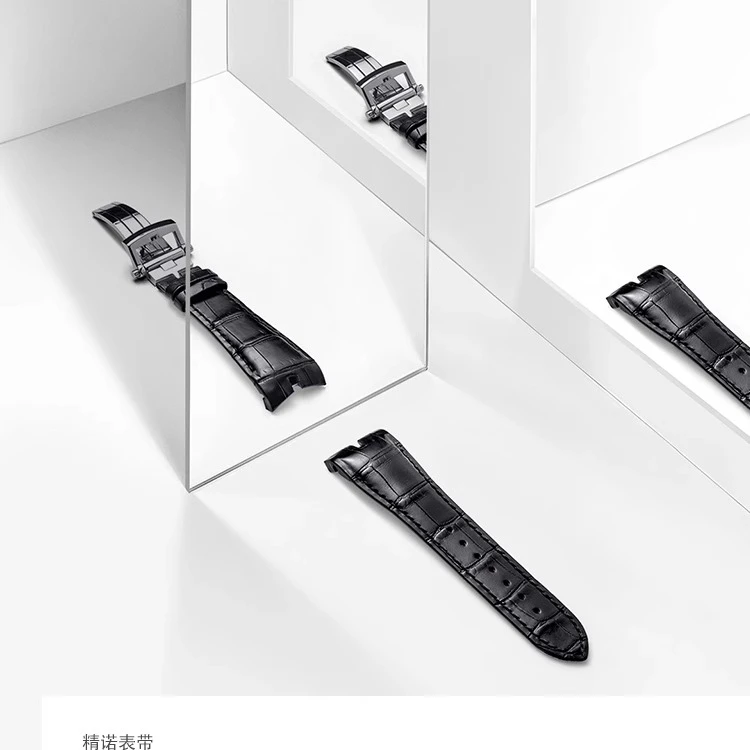 适用于罗杰杜彼表带 原装鳄鱼皮 王者系列 圆桌骑士折叠扣