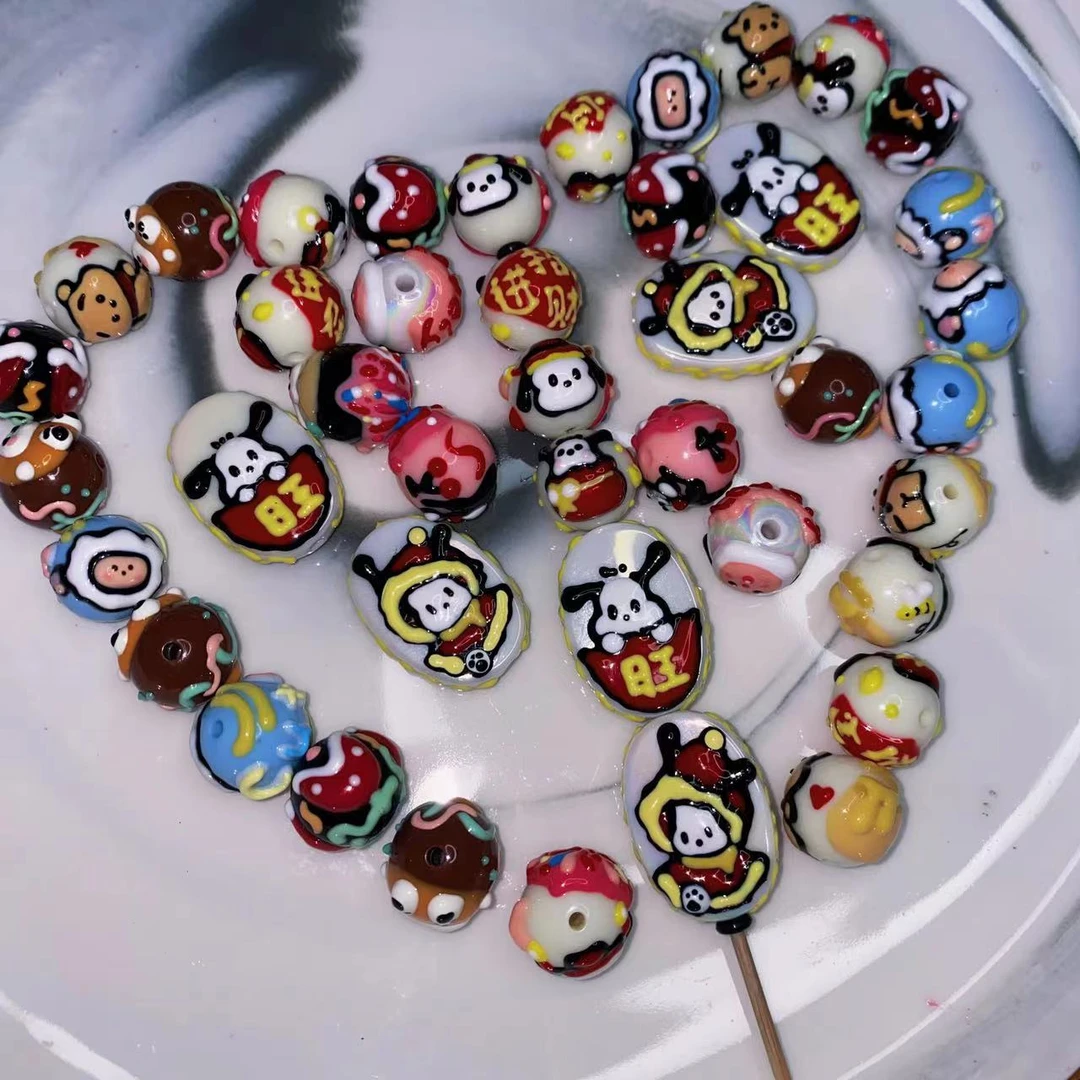 补米专拍 （39包邮） 手绘珠 串珠 手工DIY饰品 异形捏捏