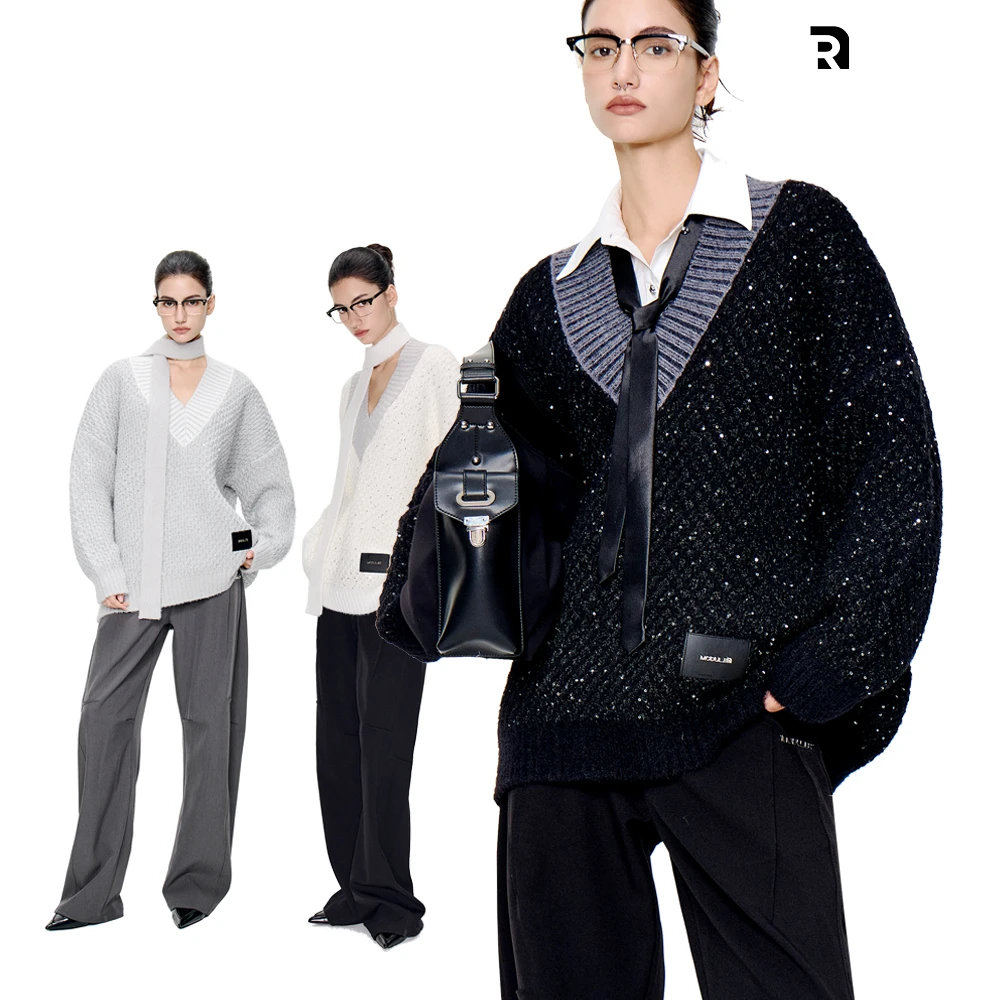 MODULER新款 原创银河璀璨 宽松毛衣黑色白色灰色