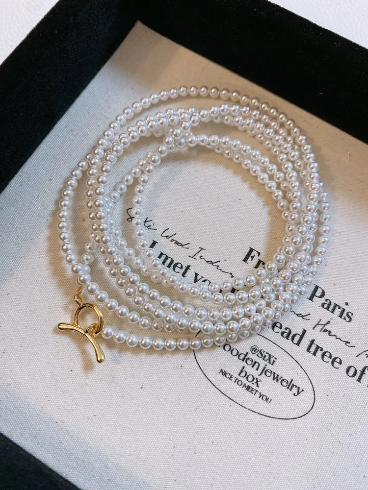 【秋冬季上新】百搭OT扣4-5mm正圆极光毛衣链叠戴双层链1.2m 贝珠