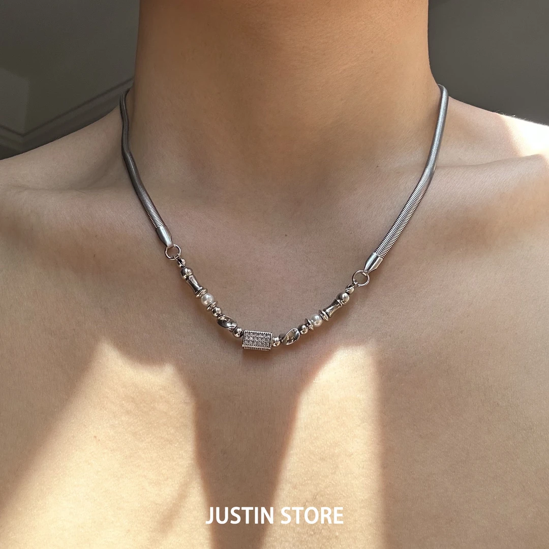 钛钢项链 欧美嘻哈风项链男士轻奢高级小众锁骨链男女不掉色配饰