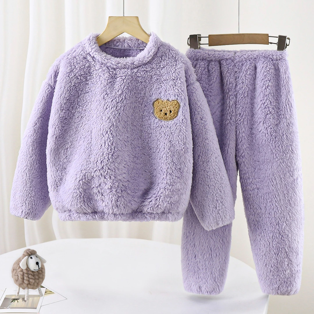 中大童儿童睡衣套装加厚秋冬保暖卡通家居服