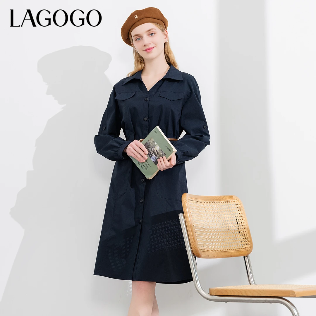 lagogo拉谷谷新款通勤显瘦小个子气质连衣裙女NALL432Q51