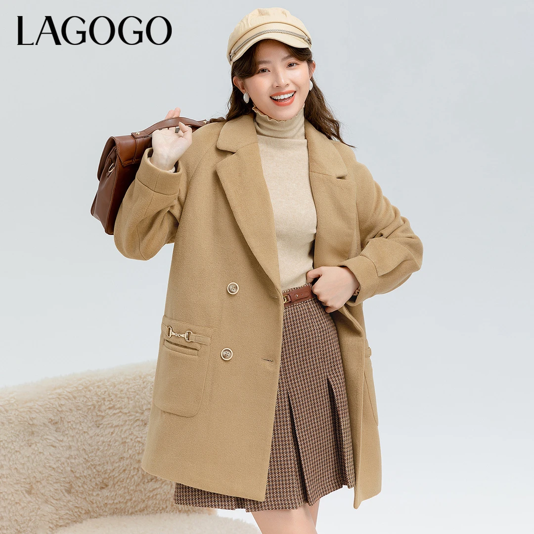 Lagogo新款气质插肩袖舒适外套女LCWW73XC70