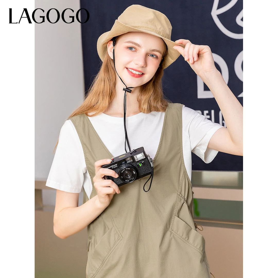 lagogo/拉谷谷新款抽绳设计感连衣裙两件套女MALL836F50