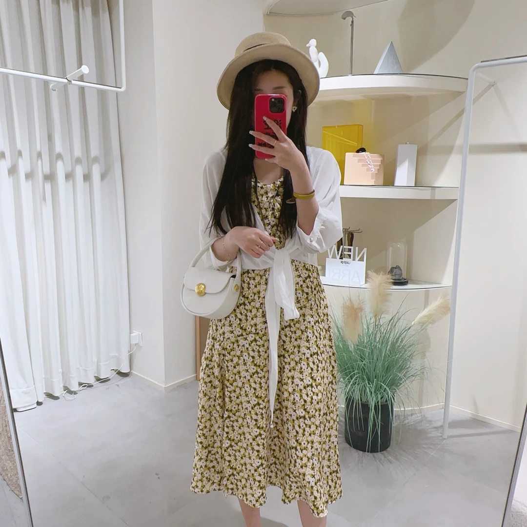 Lagogo/拉谷谷春夏超显瘦连衣裙碎花气质洋气时尚夏季复古法式a字