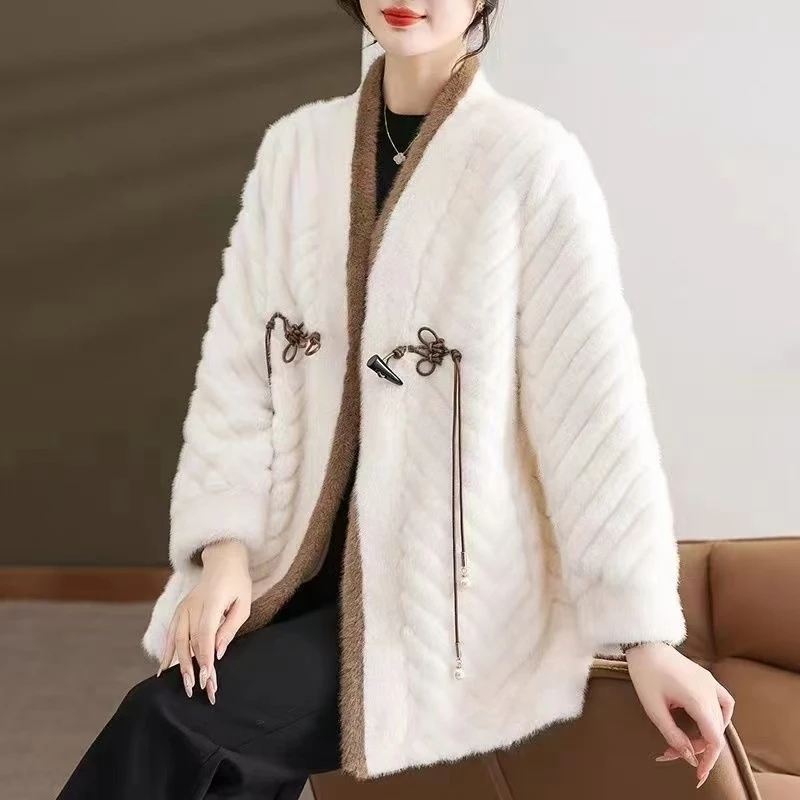 23182新款新中式正品貂皮大衣皮毛一体立领修身短款女冬季外套