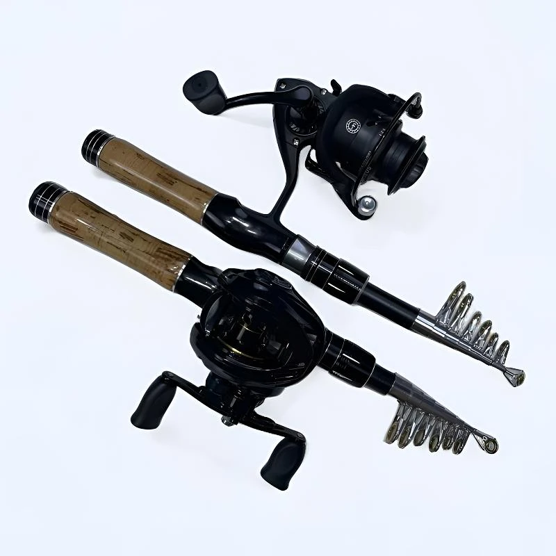 迷你伸缩路亚竿套装 软木超短节伸缩便携36CM路亚路滑海钓