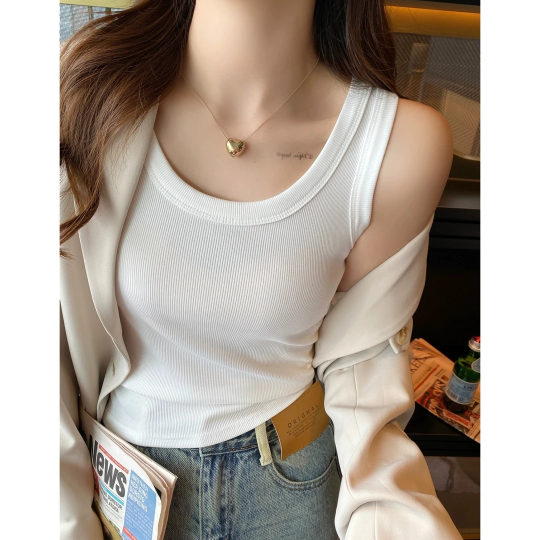 【清仓福利】吊带背心女内搭遮副乳外穿百搭打底无袖上衣-24587