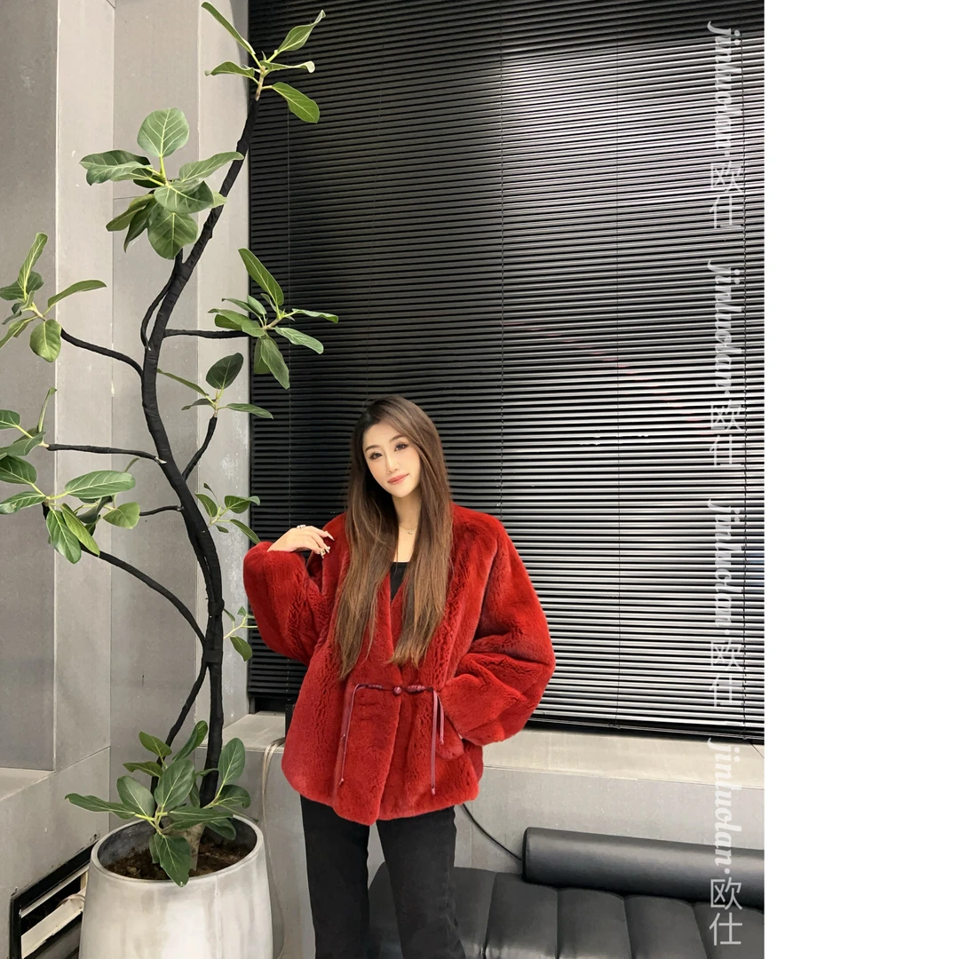 JINLUOLAN-欧仕"汀畔烟花"冬季款冬季水貂上衣-23137