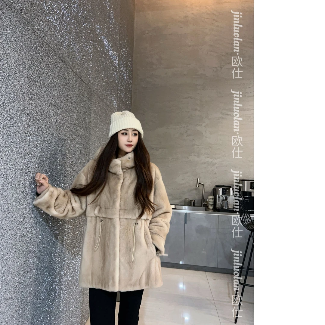 JINLUOLAN-欧仕"置身事外“设计师冬季款冬季水貂上衣-2253
