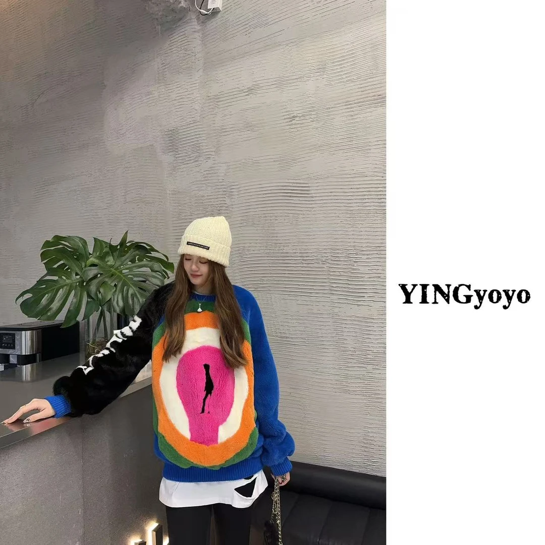 【YINGYOYO】影哥「彩虹星球」经典百搭水貂天鹅绒整貂-YG2156