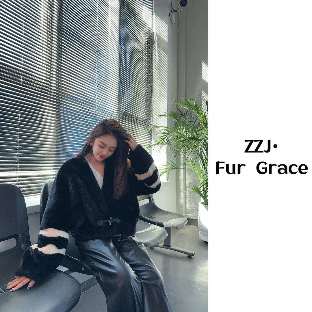【洛哥Fur·Grace】冬季款天鹅绒短二水貂-23013A