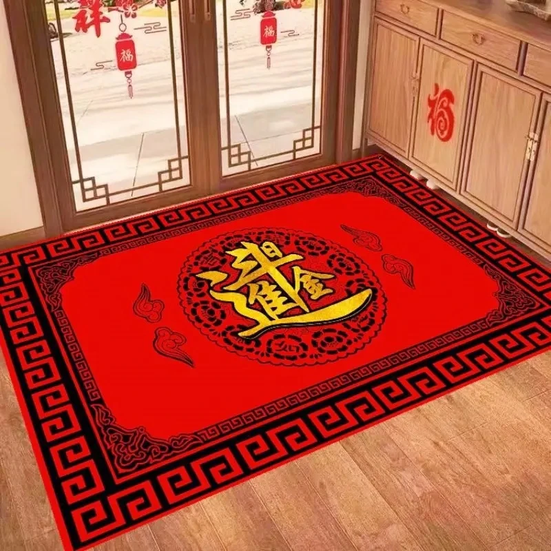 硅藻泥入户门垫新中式家用喜庆门厅防滑吸水地垫卫生间脚垫玄关