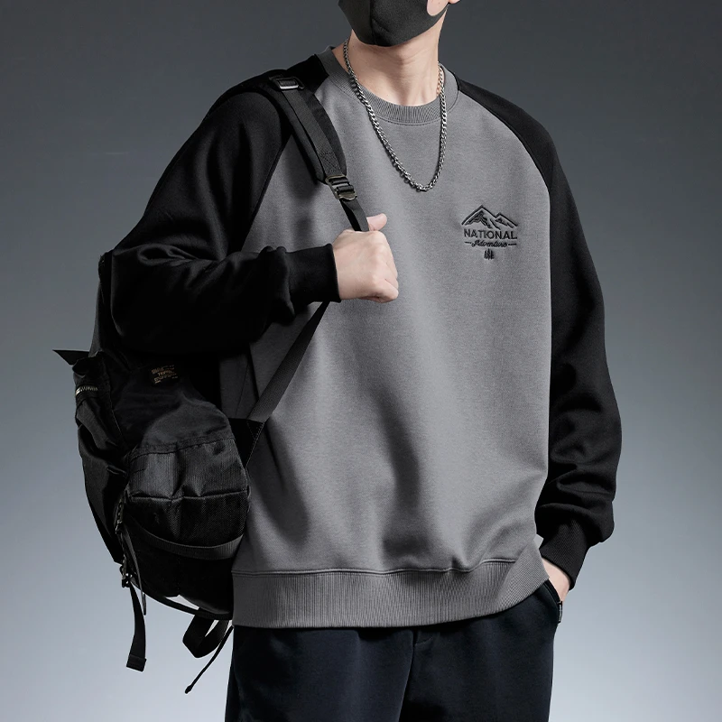 仓石一树男士卫衣秋冬加绒加厚保暖休闲运动潮牌时尚刺绣高街衣服