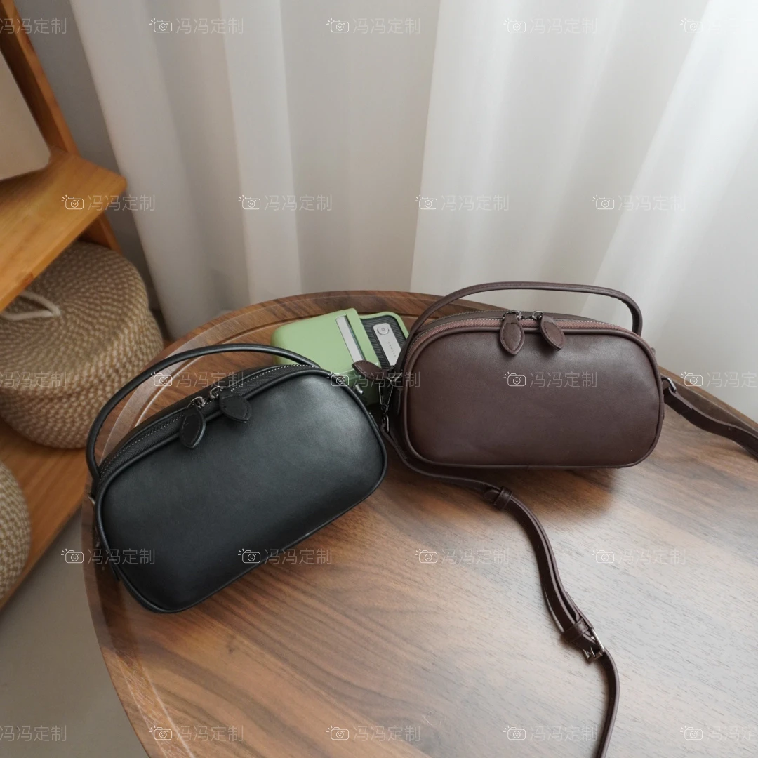 冯冯定制【小号保龄球包包】复古手提双层斜挎包软皮小包