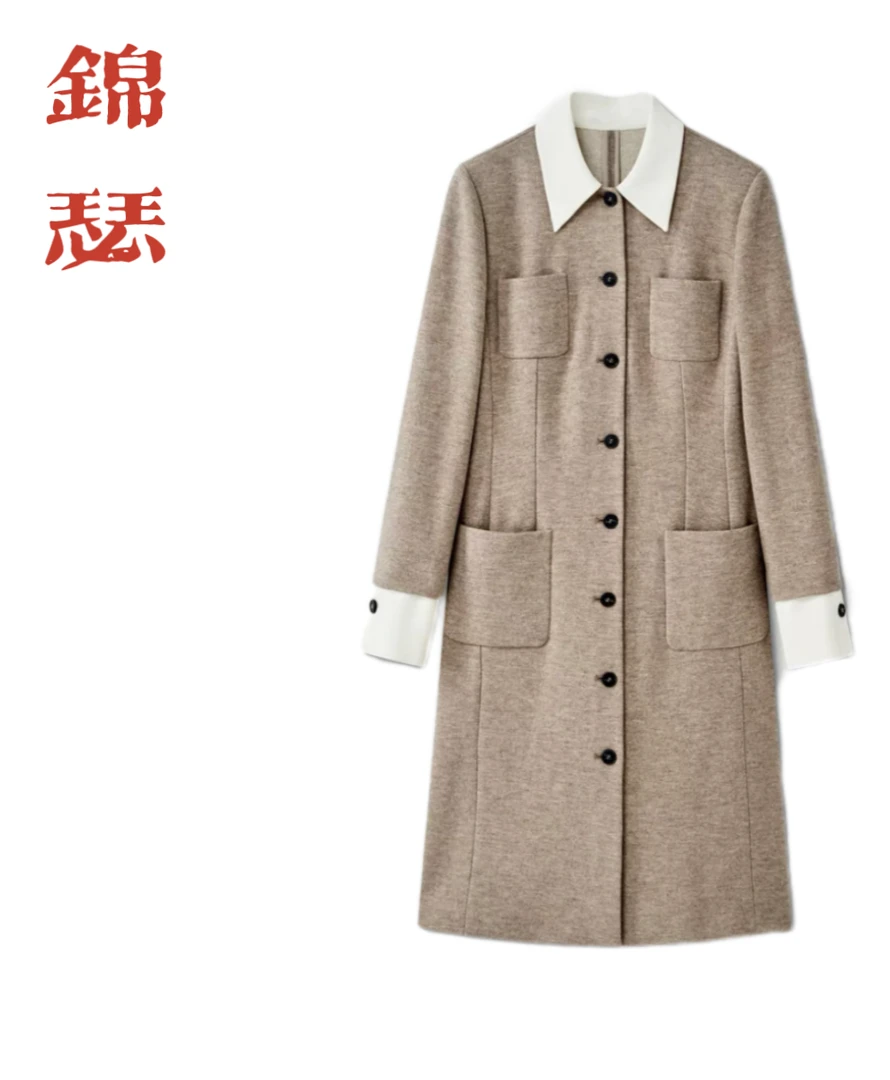 【品牌折扣】 2025年新款收腰显瘦百搭气质连衣裙毛呢外套1340