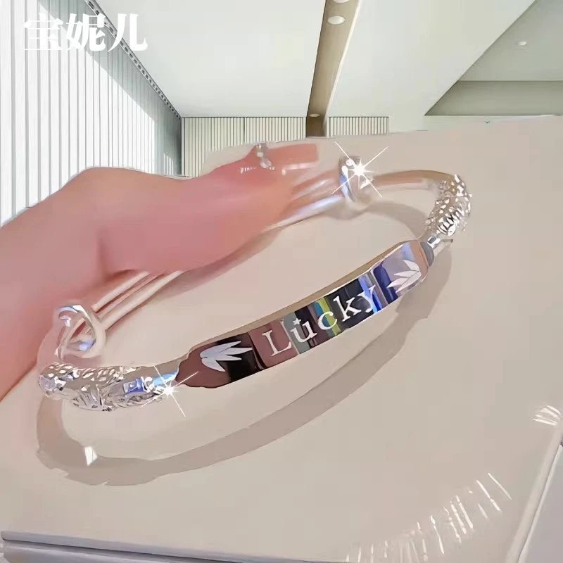 足银手镯 繁花lucky9999纯银手镯时尚小众设计银镯子送女友情人节