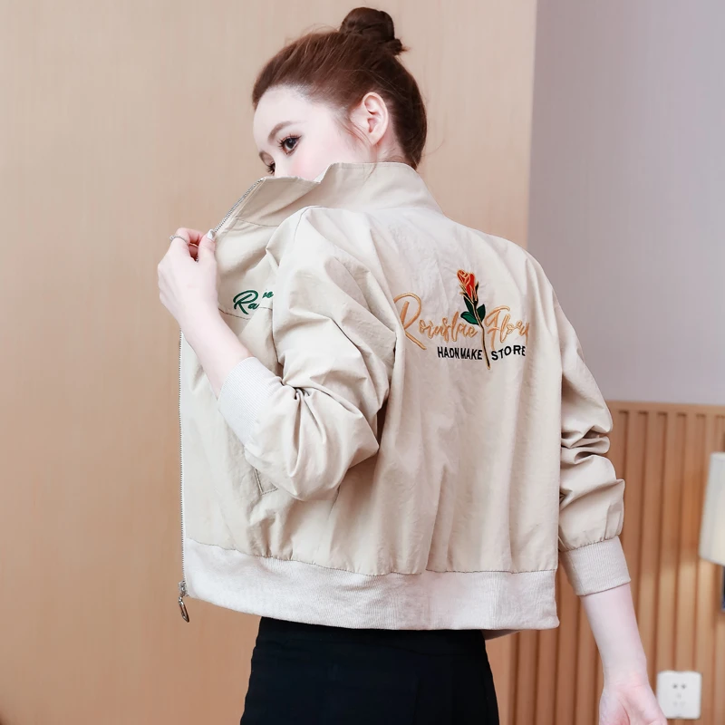 短外套女2025春季新款刺绣拼接棒球服女百搭上衣宽松气质外套