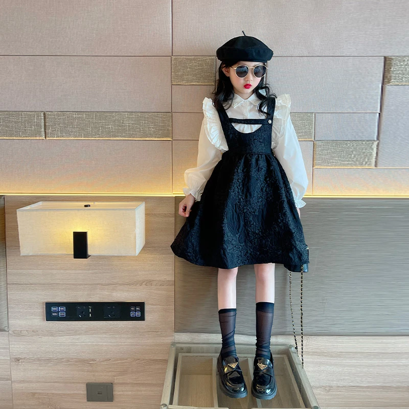 女童裙子2024新款洋气秋装套装儿童秋季法式连衣裙高级感学院风jk