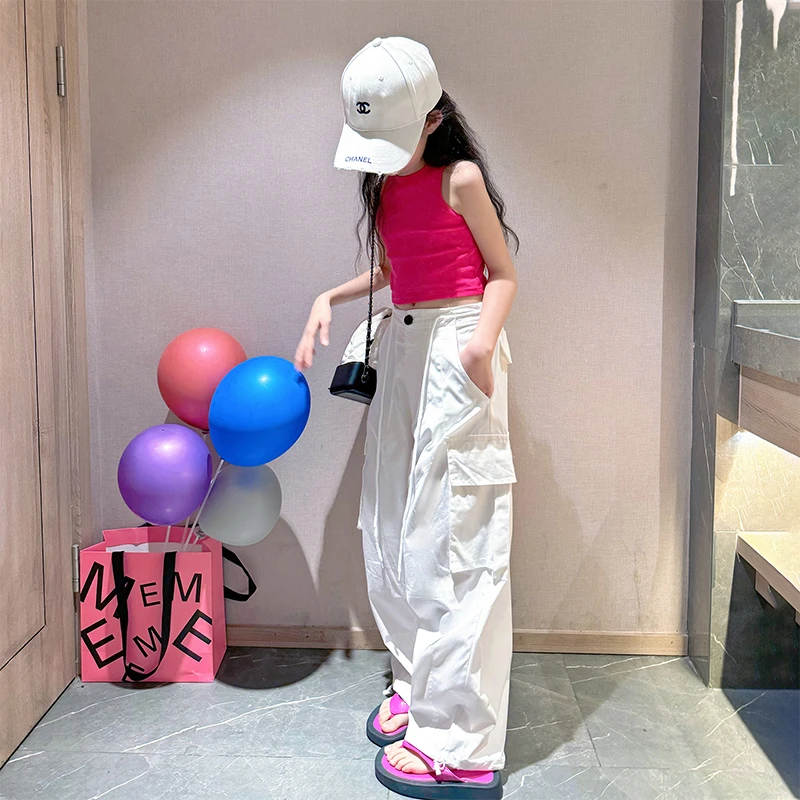 女童爵士潮酷2025新款女大童洋气时髦夏装儿童工装裤街舞6-12岁