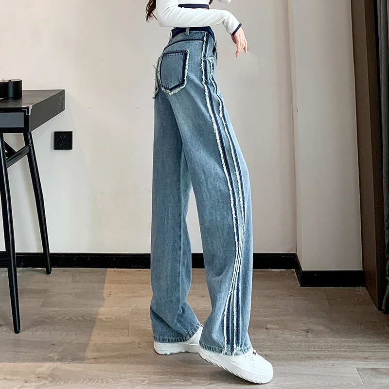 窄版牛仔阔腿裤女款爆款2025春新款高腰垂坠感炸街显瘦宽松拖地裤