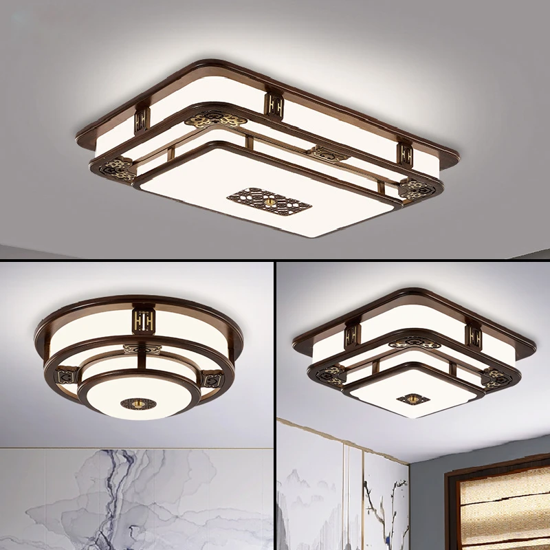 1.5米黑胡桃木实木灯 中式客厅灯餐厅灯卧室灯吸顶灯led灯具-2201