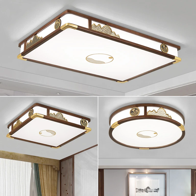 金丝檀实木灯 禅意家用客厅灯新中式卧室灯餐厅书房led灯具-G9896