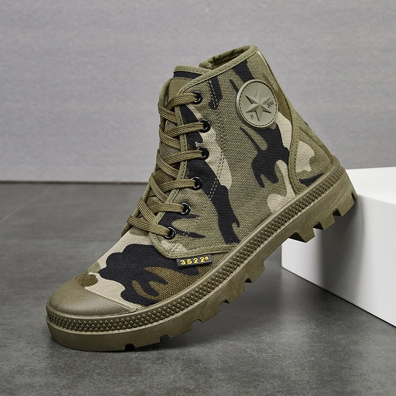 拉链款3522正品劳保鞋男鞋工地工作软底耐磨防滑高帮靴迷彩解放鞋