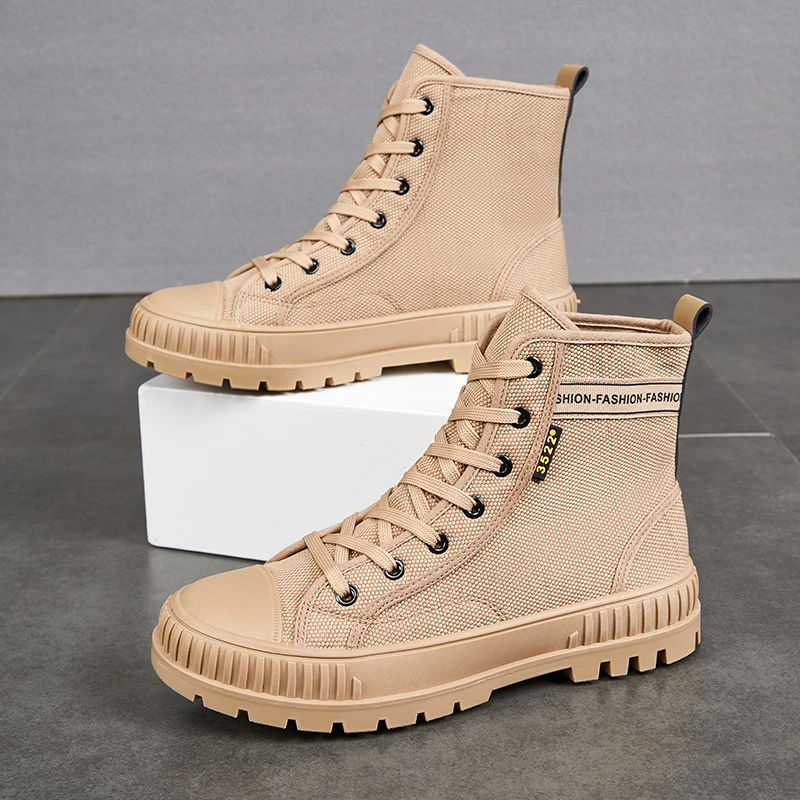 2024秋冬新款户外登山鞋男士厚底防滑工地劳保鞋加绒棉鞋高帮单靴