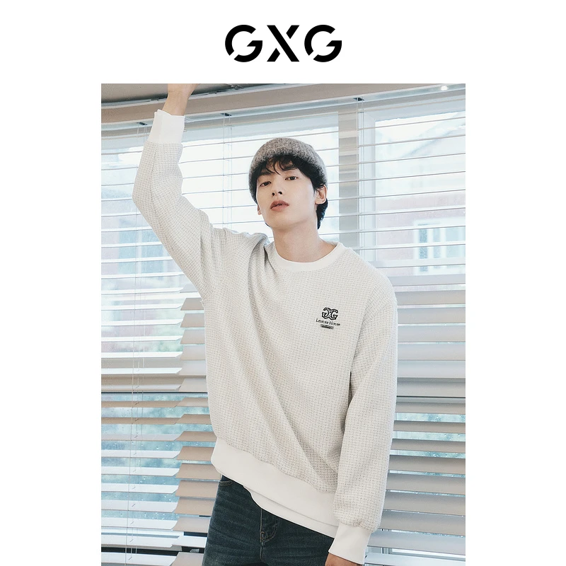 GXG男装 双色小香风彩砂卫衣休闲情侣圆领秋冬外穿男#GED13124763