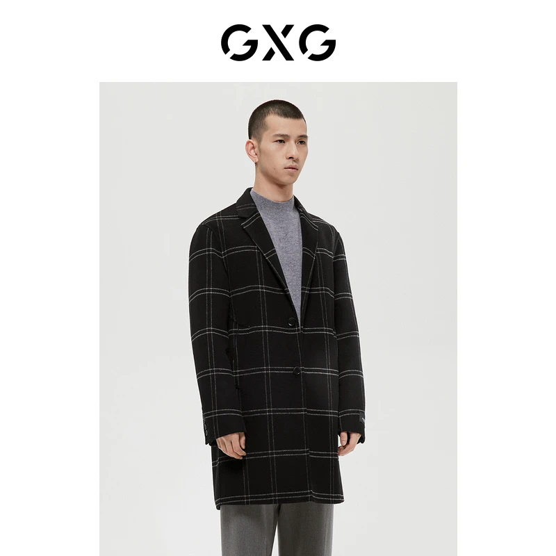 GXG男装 两件套极简系列格子长大衣冬季男士#GD1261221J