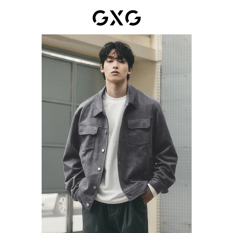 GXG男装 城市回溯仿麂皮舒适夹克外套23年秋季新品#GED12125023