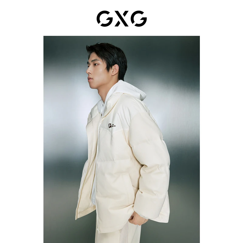 GXG男装白鸭绒拼接立领短款羽绒服男友风23年冬新品#GED1D2533114