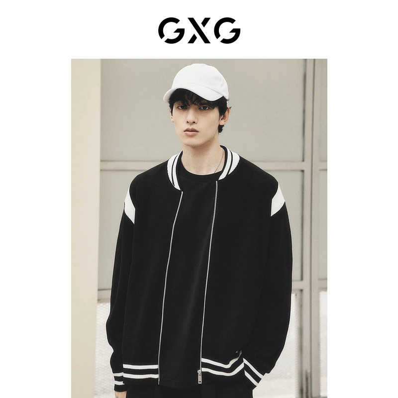 GXG男装 城市回溯黑白拼色开襟针织衫外套23秋季新品#GED13025123