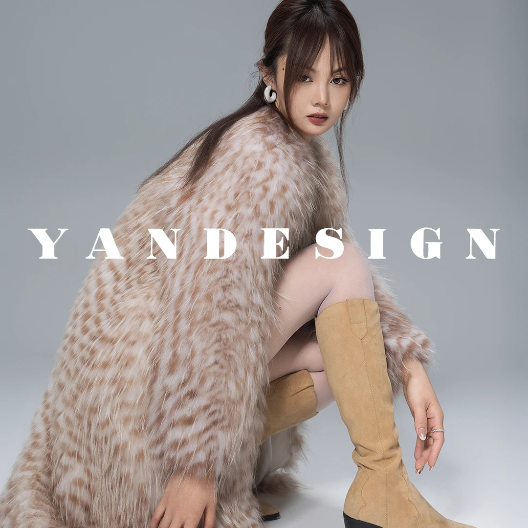 妍小爷2025新款貉子毛中长款毛毛外套海宁原创设计新款高级外套