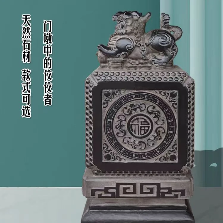 天然青石整石雕刻石雕石材方形貔貅带福户外庭院摆件中式工艺品