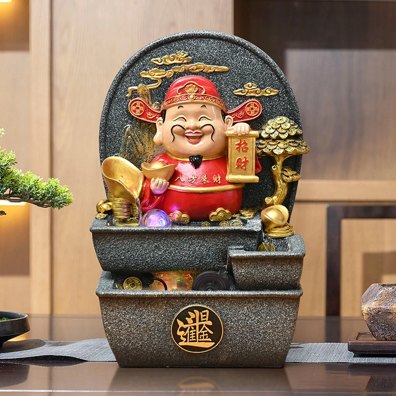 新中式古典流水摆件风水招财客厅办公室流水喷泉摆设开业乔迁礼品