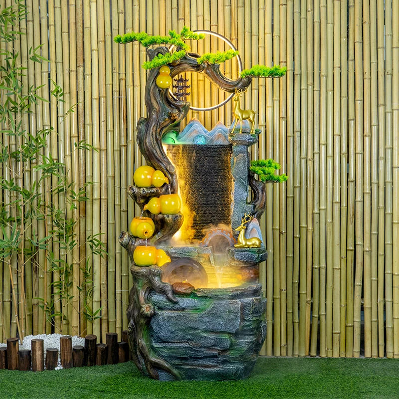 假山流水办公室装饰摆件循环水客厅水幕墙风水摆件石雕喷泉风水球