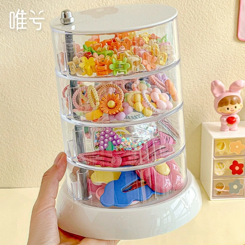 儿童发饰收纳盒女童皮筋发卡头绳旋转盒子小女孩头饰橡皮筋首饰盒