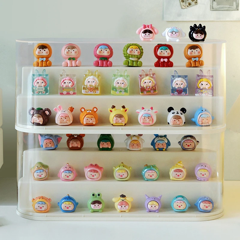 萌粒展示盒盲盒展示架收纳小摆件手办展示柜亚克力防尘透明收纳盒