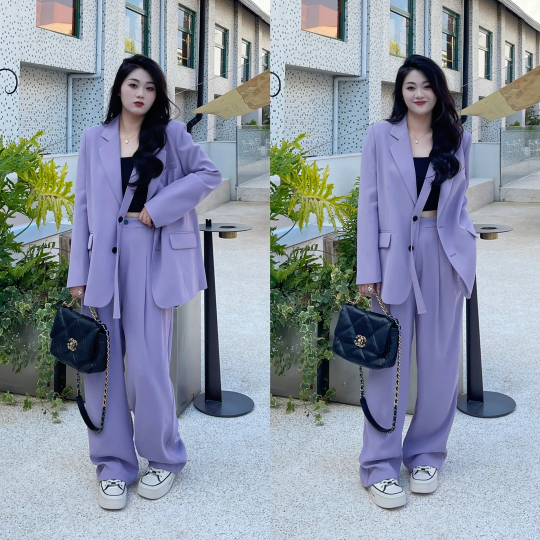 QC宣宣Liedu【限时展厅】微胖大码女秋气质套装西装+裤子ZY308Q01