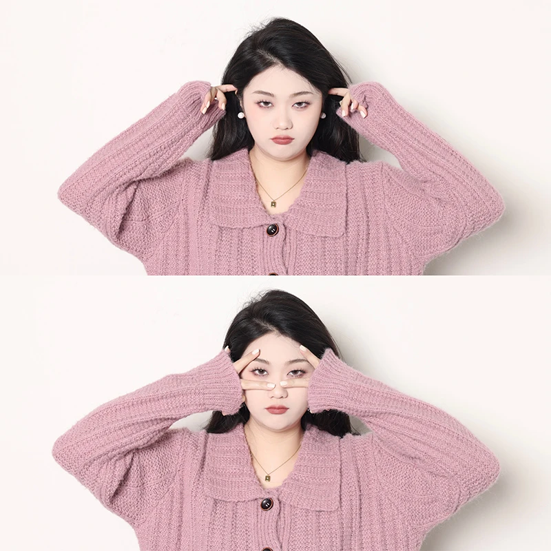 QC宣宣Liedu【温柔时光】微胖大码女气质高领显瘦毛衣开衫 ZY309Q05